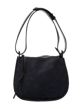 All Saints Black Textured Leather Shoulder Bag
